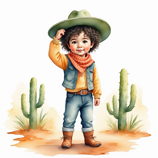 Cactus Cody tipping his hat in the early morning light. In the background, tall cacti swaying gently.