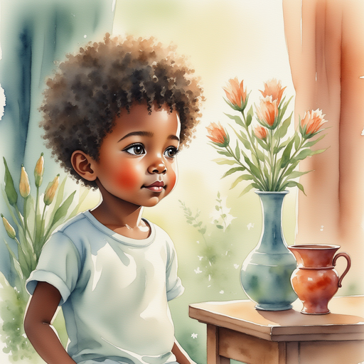 Michael looking at the antique vase with wide eyes.