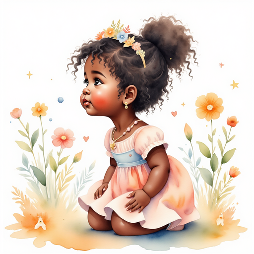 Princess Zoombella - who is black - kneels, gazing up at the sky with concern. In the background, bright flowers gently sway.