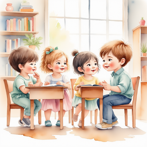 A group of young children in a classroom