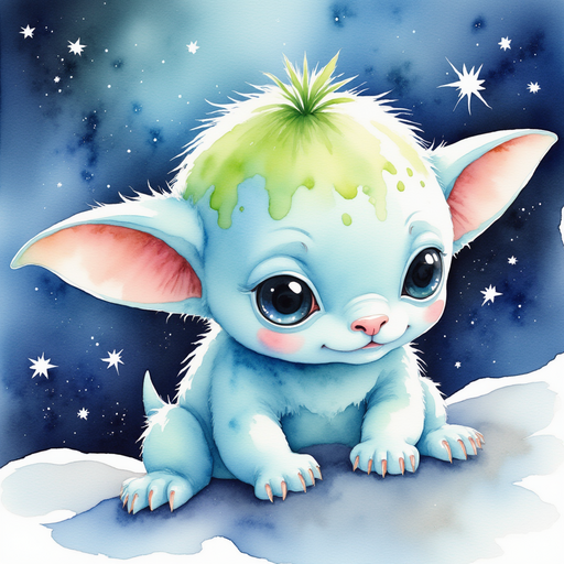 Zibloo leans on a star bridge, looking thoughtful. In the background, a gentle Milky Way glow arcs overhead.