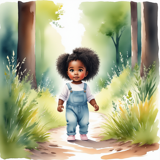 Ava walking through the forest, looking determined.
