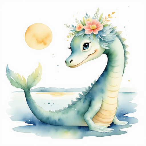 Present Nessie Sparkles half-bent with her neck arched, balancing carefully. In the background, the wide-open plain shimmers under the rising sun