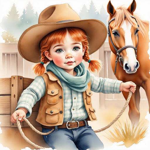 Calamity Kate ties a rope around a large wooden crate next to Thunder. In the background, the stable door stands open.