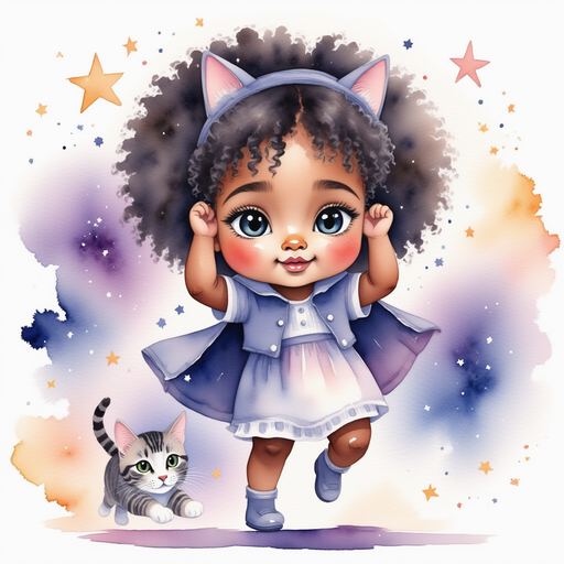 Show Luna Lighthug - who is black - is rubbing her eyes and smiling. In the background, glowing stars are fading away.