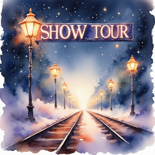 Show the glowing sign covered in sparkling letters. In the background, station lamps illuminate swirling fog