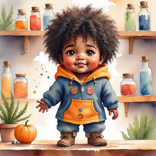 Zippy Zapata stands at a wooden table, smiling at his row of glass bottles. In the background, shelves of glittery jars