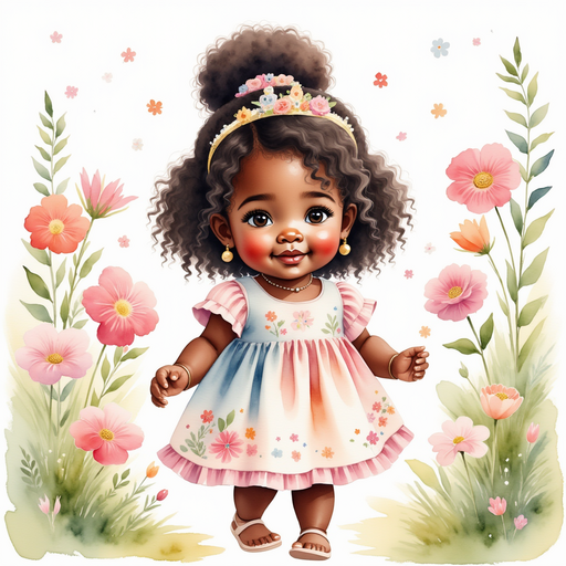 Show Princess Zoombella - who is black - is spinning in circles by a row of tall flowers. In the background, the high castle walls peek over the garden.