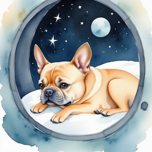 Milo - a golden-haired French bulldog - waking up in the spaceship and spotting a shiny object in space.