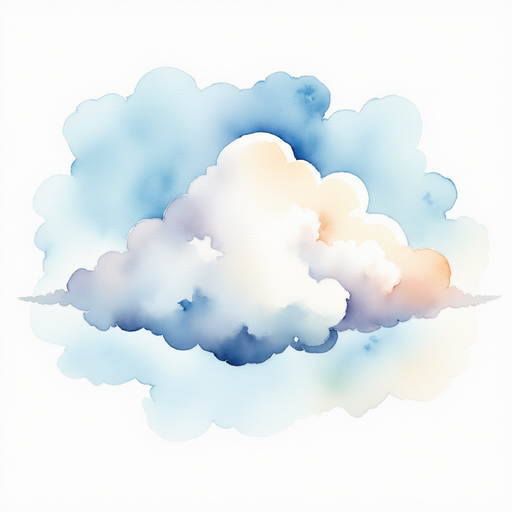 A thick, fluffy cloud drifts overhead, puffed with moisture. In the background, a bright sky with pale sunbeams.