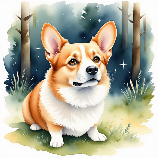 Illustrate the mysterious sparkling light that Rosie notices deep within the forest. In the background, dense woods add to the mystery.