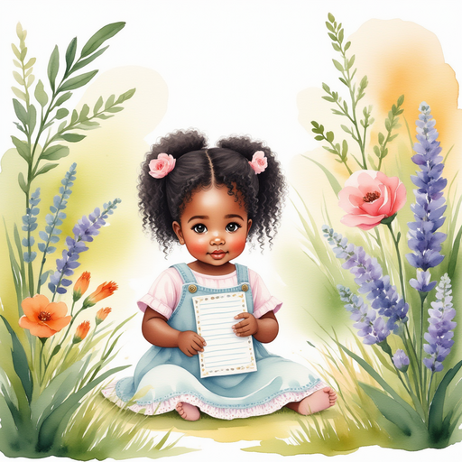 Ava picking up papers from different parts of the garden.
