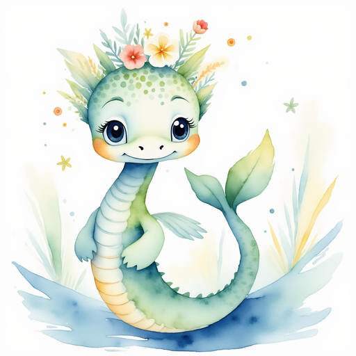 Nessie Sparkles inches closer with wide, curious eyes. In the background, soft rippling water.
