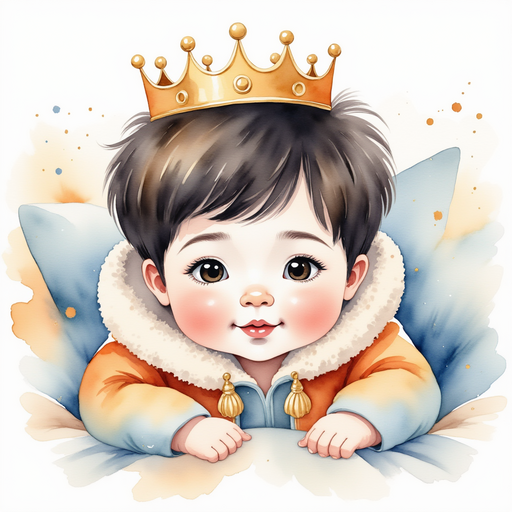 Show King Doodle Bum peeking over a blanket, eyes wide with curiosity. In the background, soft pillows fill the corners.
