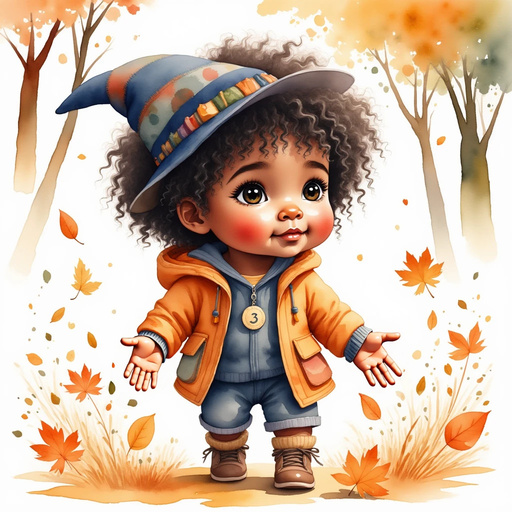 Show swirling gusts of wind pushing leaves around Zippy’s feet. In the background, tall trees bending in the wind, leaves spinning in the air.