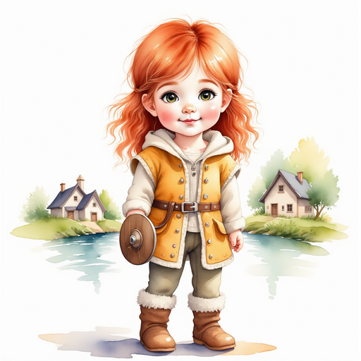 Bolda stands smiling. In the background, small houses sit by the water.