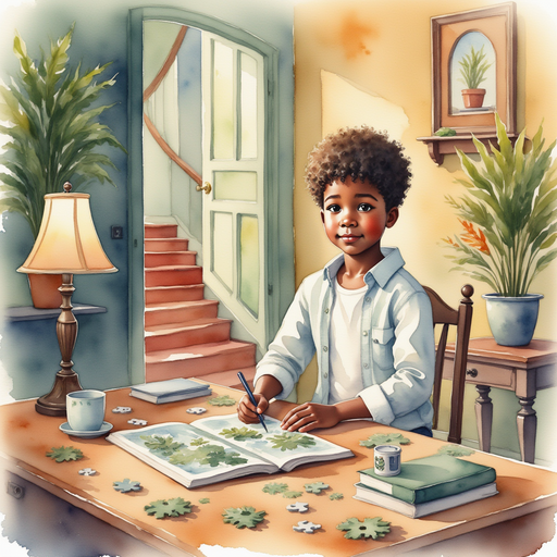 Michael solving puzzles inside the mystery mansion.