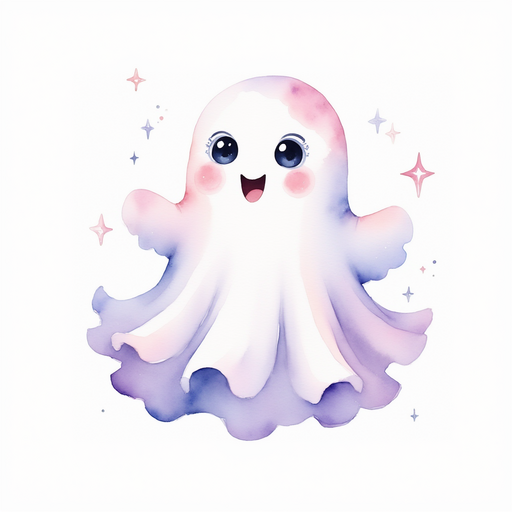 Show Glimmer Puff dancing joyfully, pointing upward. In the background, wispy white swirls float.
