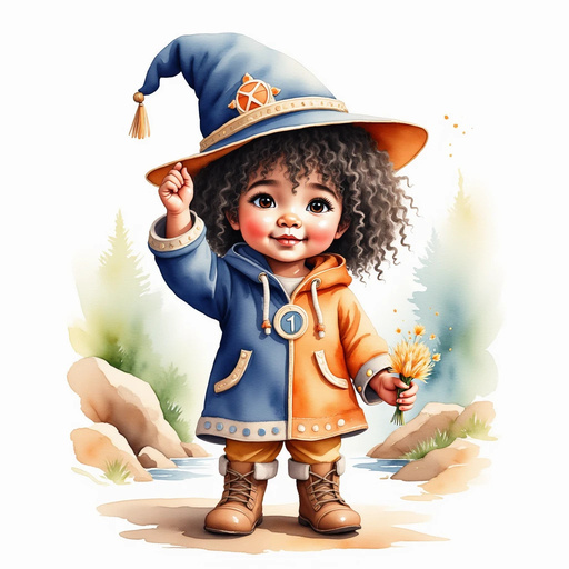 Zippy grasps his hat with one hand and holds the newly found ‘Arigato’ flower in the other. In the background water splashes from a graceful stone fountain.