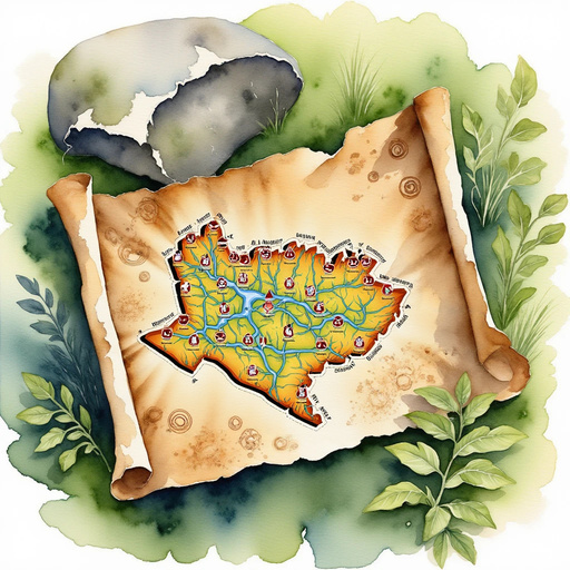 A tattered parchment marked with strange symbols rests on soft green moss. In the background, gnarled roots coil around a rock.