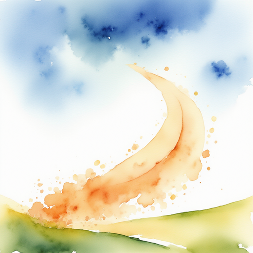 A swirling whirlwind of dust twisting across the grass wide blue sky