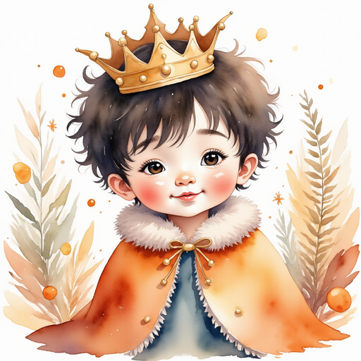 King Doodle Bum stands on a candy hill In the background, a milky chocolate river