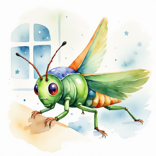 Buzzywhirl carefully adjusting a little spring In the background, a window framed by falling snow
