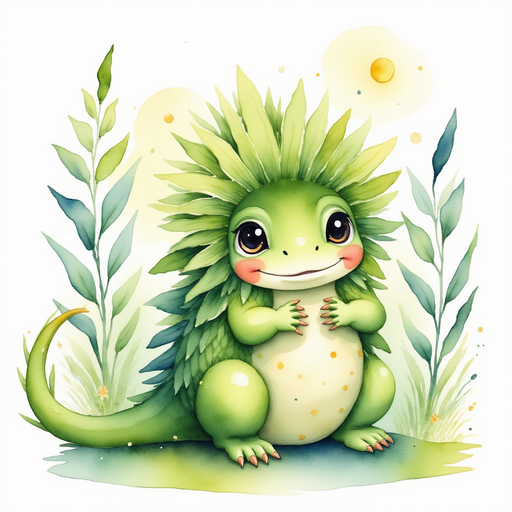 Blossom Sprout fidgeting with her leafy fingers while sitting quietly. In the background, soft moonlight filters through tall flower stems.