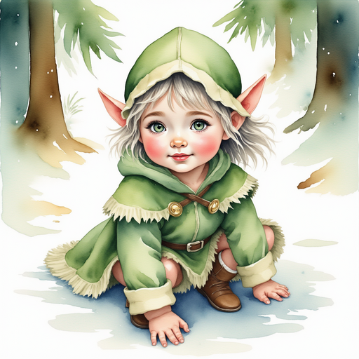 Flicker Sparkleaf crouches on a snowy rock, scanning the forest with determined eyes In the background, patches of distant trees create tangled shadows on the ground