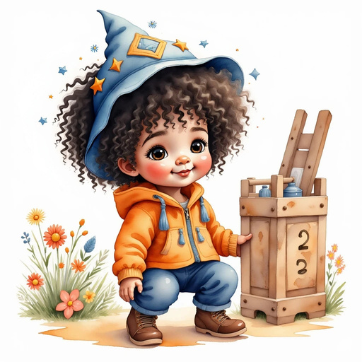 Show Zippy Zapata crouching in front of a wooden box with carved symbols. In the background, a tall slide stands beside a row of flowers.