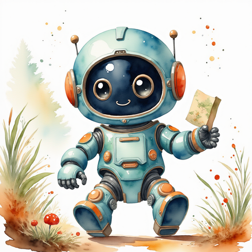 Blinky Sparx rolling forward, holding a curious map In the background, gnarled tree roots and bright fungi