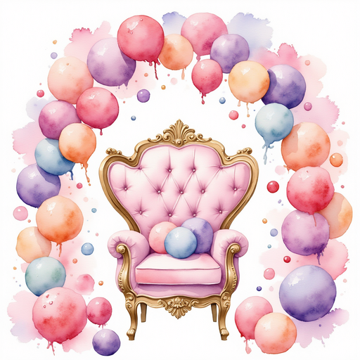 An ornate candy chair with a tufted marshmallow cushion stands in the center, without showing any characters. In the background, a high arch made of glossy gumdrops
