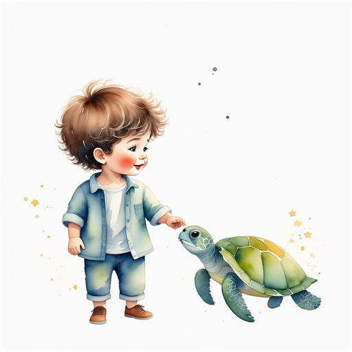 James looking at a turtle with love.