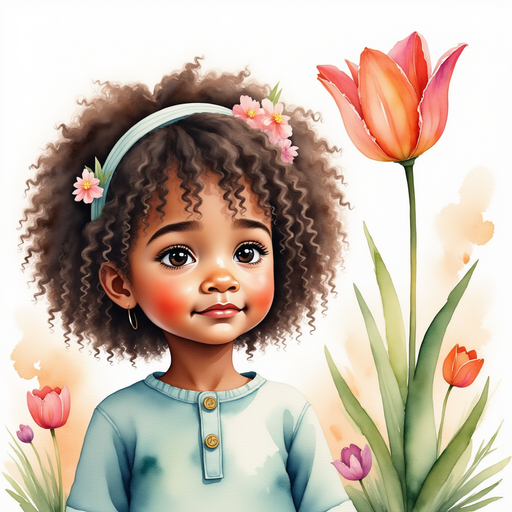 A vividly wilted tulip standing out among vibrant garden growth, appearing sorrowful next to Lele. In the background, vibrant blooms painting the garden with color.