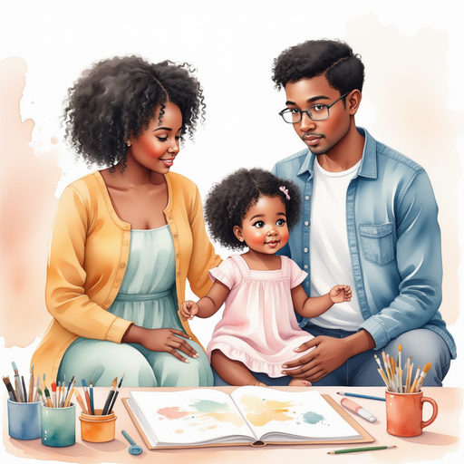 Ava's parents comforting her and pointing at the scattered art supplies.